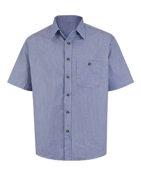 Men's Tall Mini-Plaid Uniform Short Sleeve Shirt