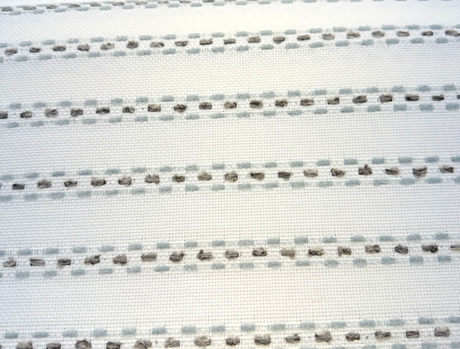 Sunbrella Stitchy Stripe Spa Solution Dyed Acrylic Fabric - Blue And Gray Stripes On White Off-White Background, 54" Width (1 Yard)