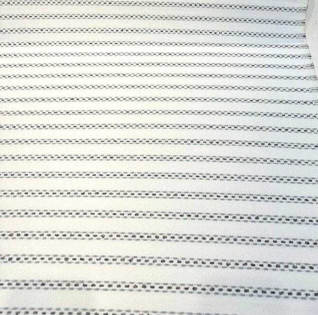 Sunbrella Stitchy Stripe Spa Solution Dyed Acrylic Fabric - Blue And Gray Stripes On White Off-White Background, 54" Width (1 Yard)