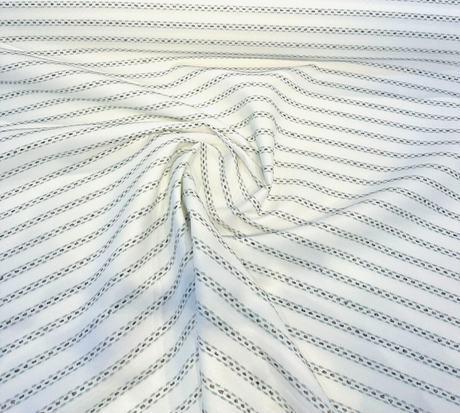 Sunbrella Stitchy Stripe Spa Solution Dyed Acrylic Fabric - Blue And Gray Stripes On White Off-White Background, 54" Width (1 Yard)