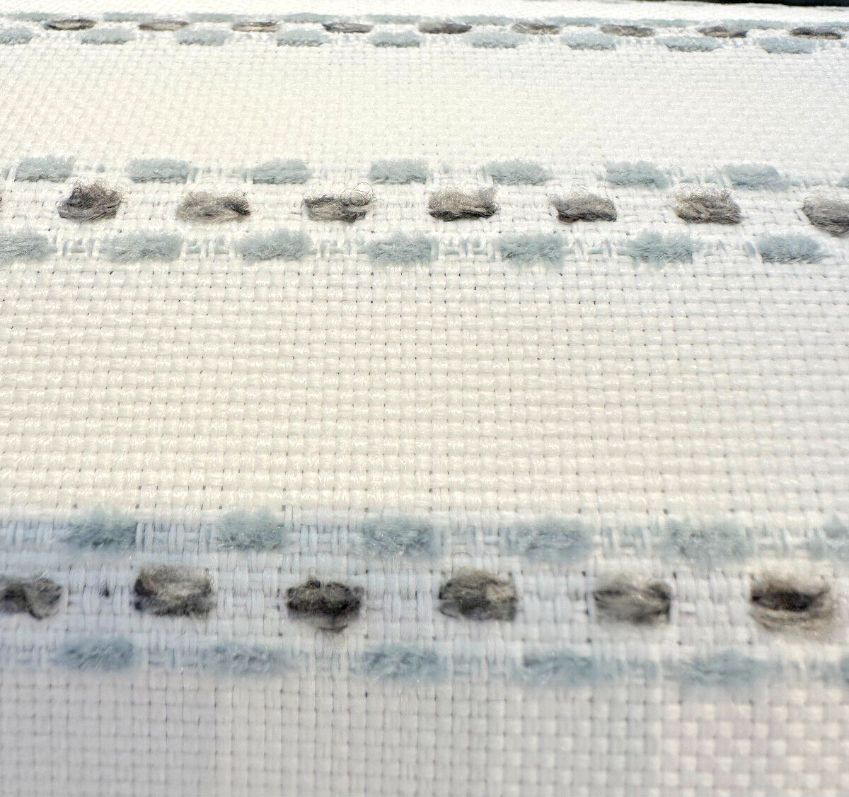 Sunbrella Stitchy Stripe Spa Solution Dyed Acrylic Fabric - Blue And Gray Stripes On White Off-White Background, 54" Width (1 Yard)