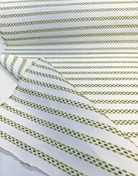 Sunbrella Stitchy Stripe Green Leaf Solution Dyed Acrylic Fabric - Leaf Green Stripe, 54" Width (1 Yard)