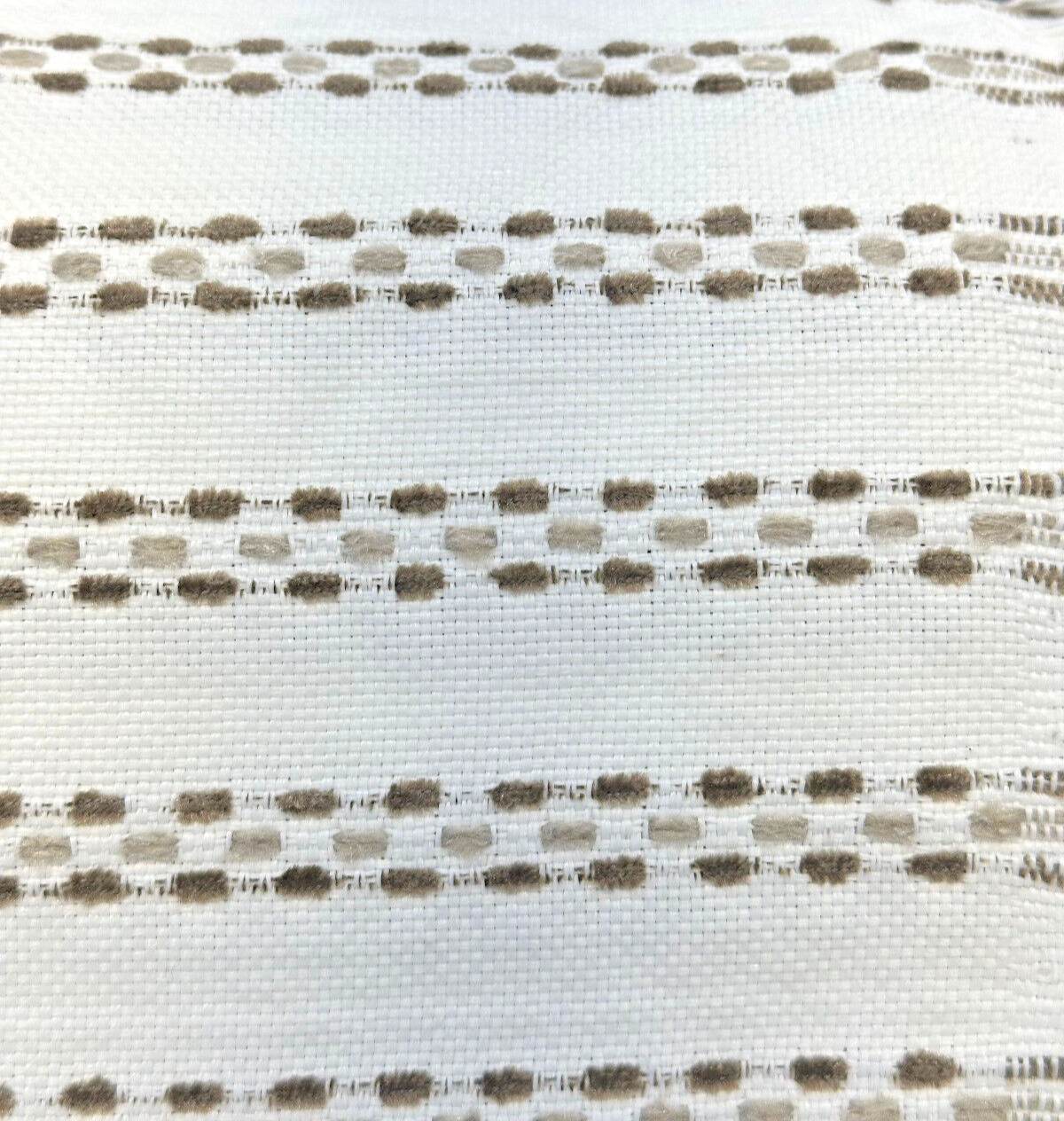 Sunbrella Stitchy Stripe Linen Taupe Solution Dyed Acrylic Fabric - Taupe And Linen Stripes, 54" Width (1 Yard)