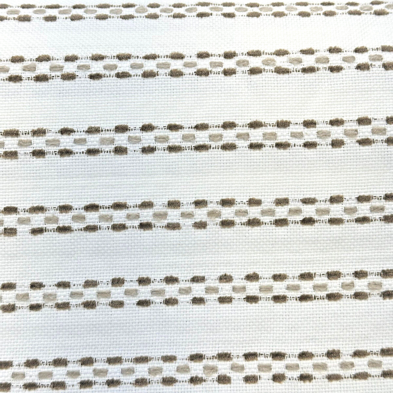 Sunbrella Stitchy Stripe Linen Taupe Solution Dyed Acrylic Fabric - Taupe And Linen Stripes, 54" Width (1 Yard)