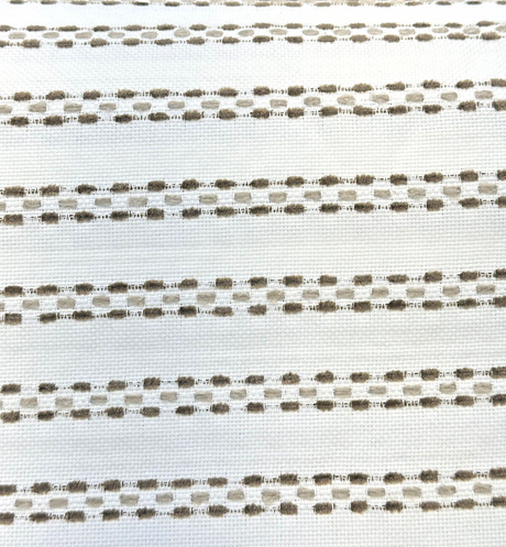 Sunbrella Stitchy Stripe Linen Taupe Solution Dyed Acrylic Fabric - Taupe And Linen Stripes, 54" Width (1 Yard)