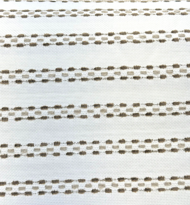 Sunbrella Stitchy Stripe Linen Taupe Solution Dyed Acrylic Fabric - Taupe And Linen Stripes, 54" Width (1 Yard)