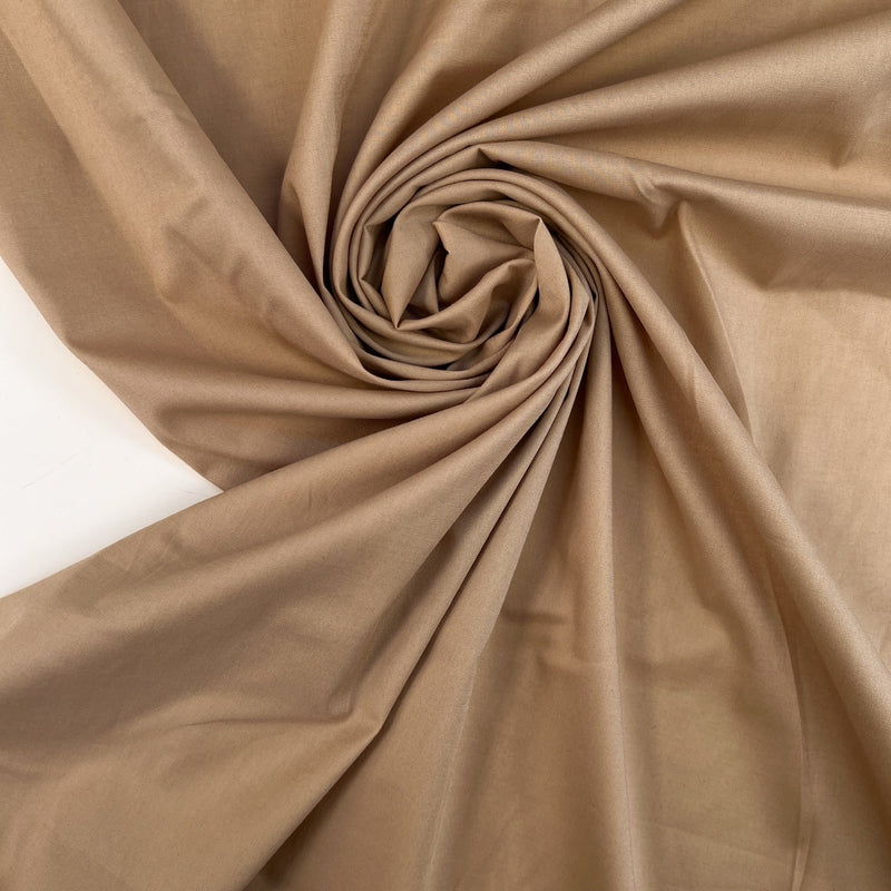 Cotton Shirt Fabric Beige Stretch
