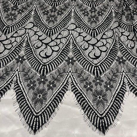 3 Yards Chantilly Embroidered Lace Fabric with Eyelash Scallop