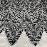 Embroidered Chantilly Lace Fabric with Eyelash Scallop