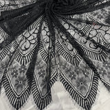 Embroidered Chantilly Lace Fabric with Eyelash Scallop