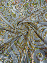 Foil Flame Spandex Fabric - Holographic Flame Print, 58" Width (1 Yard)