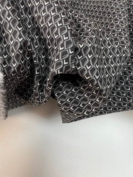 Cotton Poplin Gray Geometric Print