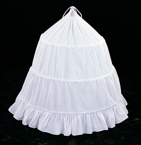 White Cotton Petticoat Crinoline 3 Hoop Slip Skirt 30x87 Inch