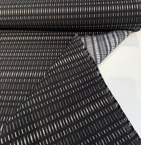 Esti Onyx Black 44349-0024 Solution Dyed Acrylic Fabric - Black, Vertical Stripes, 54" Width (1 Yard)