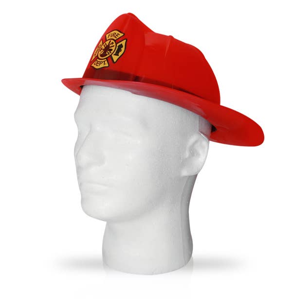 Red firefighter costume helmet for kids and adults
