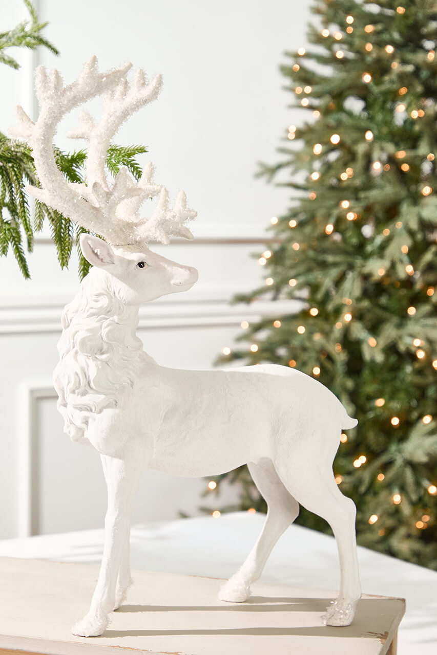 20.5" Resin Frozen Forest Flocked Deer