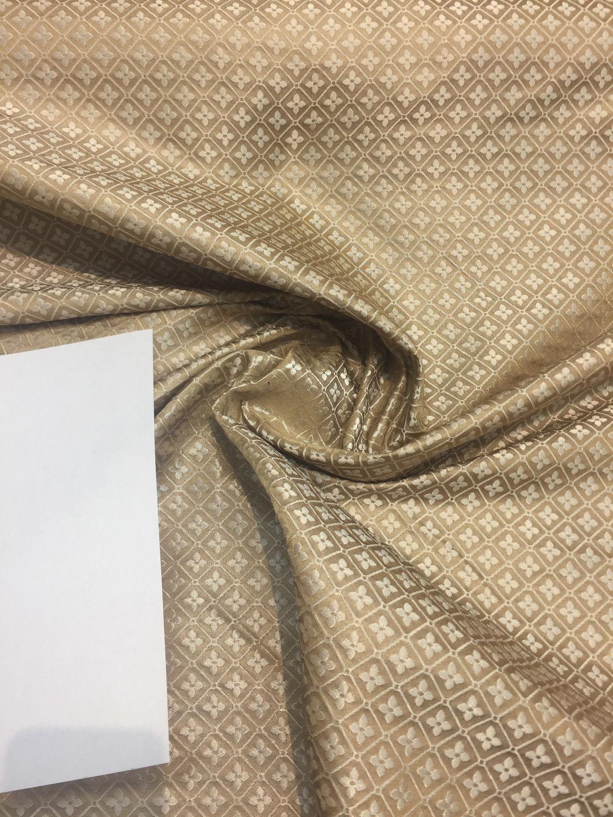Sand Diamond Checks Brocade Italian Bella Polyester Fabric - Sand Diamond Checks, 57" Width (1 Yard)