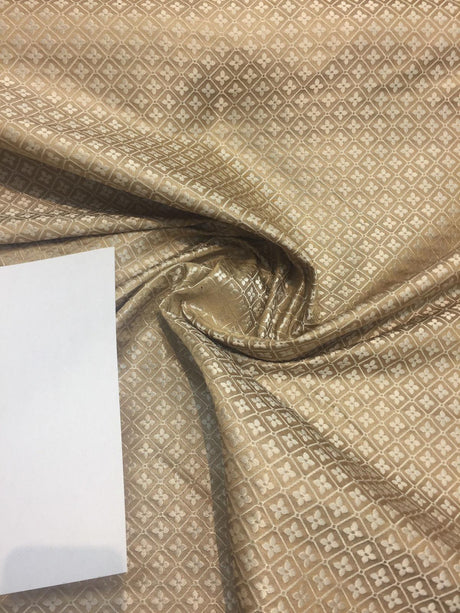 Sand Diamond Checks Brocade Italian Bella Polyester Fabric - Sand Diamond Checks, 57" Width (1 Yard)