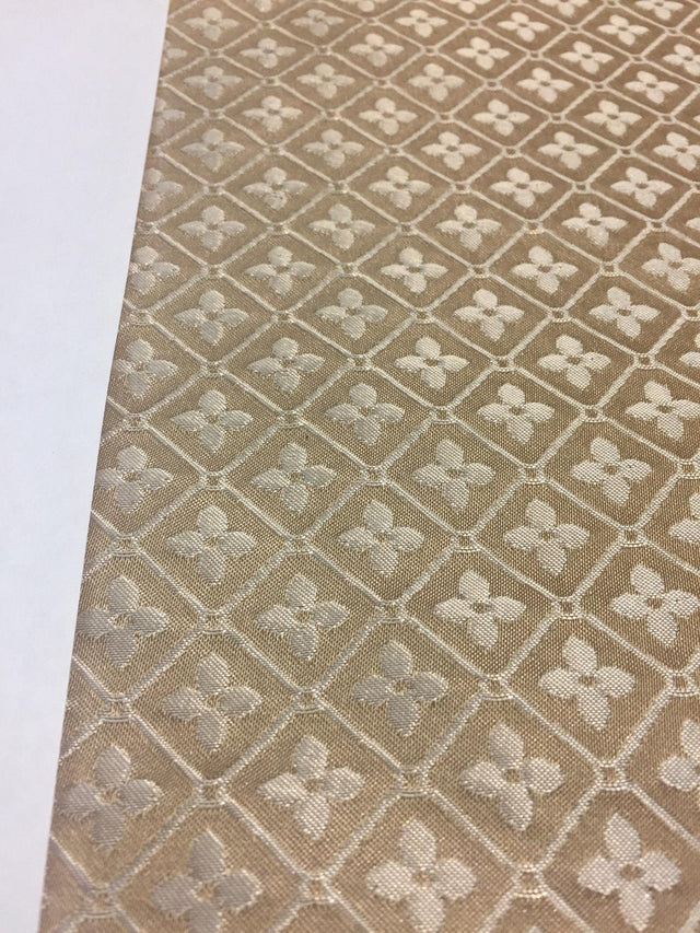 Sand Diamond Checks Brocade Italian Bella Polyester Fabric - Sand Diamond Checks, 57" Width (1 Yard)
