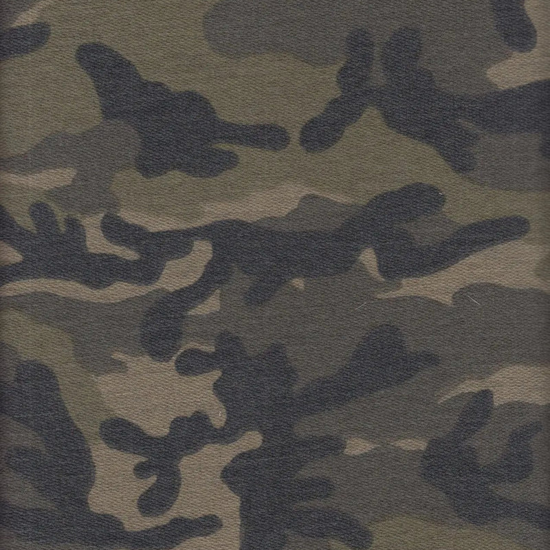 1 Yard French Terry Camouflage Print Fabric, 58/60'' Wide Polyester Rayon Spandex Blend