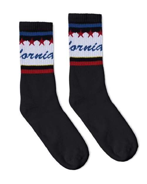 USA-Made Striped Crew Socks