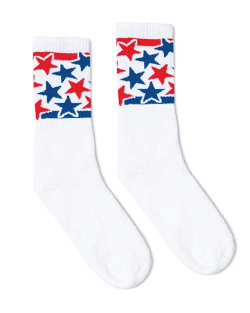 USA-Made Striped Crew Socks