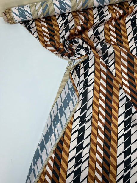 Polyester Sateen Printed Brown Black