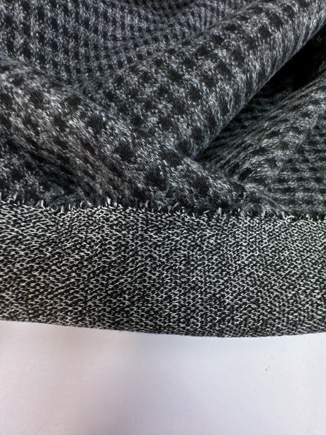 Acrylic Cotton Blend Jacquard Checked Gray Black