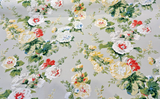 Waverly Alcea Poppy 100 Percent Cotton Fabric - Floral Print, Poppy Red, Dusk Blue, Fern, Golden, White, 54" Width (1 Yard)