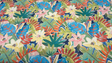 Waverly Thriving Jungle Floral Cotton Linen Fabric - Jungle Floral, Beige Background, 54" Width (1 Yard)