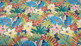 Waverly Thriving Jungle Floral Cotton Linen Fabric - Jungle Floral, Beige Background, 54" Width (1 Yard)