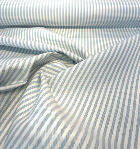 Sunbrella Two Tone Ticking Look Stripe Pool Blue Outdoor Fabric - Pool Blue Two-Tone Ticking Stripe, 54" Width (1 Yard)