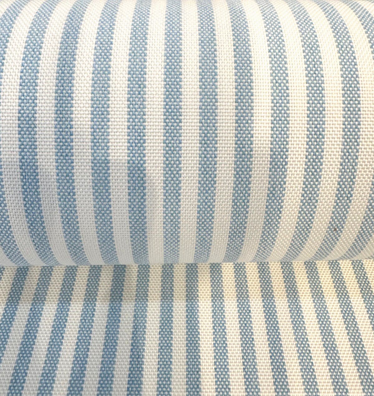 Sunbrella Two Tone Ticking Look Stripe Pool Blue Outdoor Fabric - Pool Blue Two-Tone Ticking Stripe, 54" Width (1 Yard)