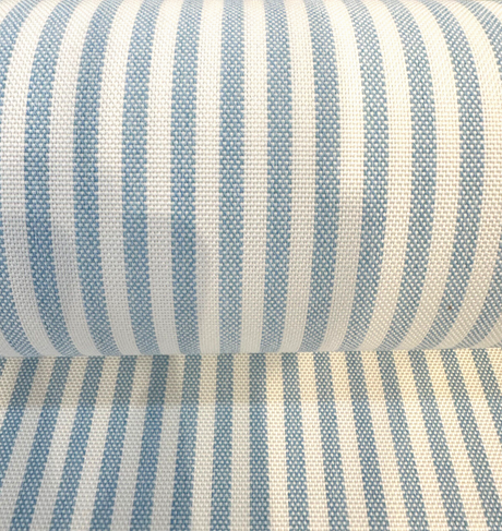 Sunbrella Two Tone Ticking Look Stripe Pool Blue Outdoor Fabric - Pool Blue Two-Tone Ticking Stripe, 54" Width (1 Yard)