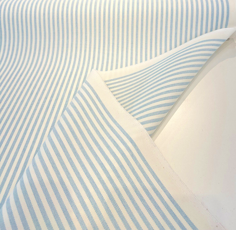 Sunbrella Two Tone Ticking Look Stripe Pool Blue Outdoor Fabric - Pool Blue Two-Tone Ticking Stripe, 54" Width (1 Yard)