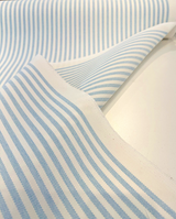 Sunbrella Two Tone Ticking Look Stripe Pool Blue Outdoor Fabric - Pool Blue Two-Tone Ticking Stripe, 54" Width (1 Yard)