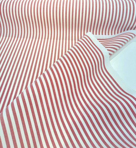 Sunbrella Two Tone Red Salsa Ticking Look Stripe Outdoor Upholstery Fabric - Salsa Red Ticking Look Stripe, 54" Width (1 Yard)
