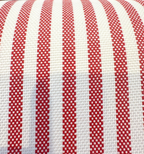 Sunbrella Two Tone Red Salsa Ticking Look Stripe Outdoor Upholstery Fabric - Salsa Red Ticking Look Stripe, 54" Width (1 Yard)