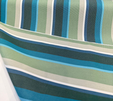 Sunbrella Beaming Lagoon Stripe 100 Percent Solution Dyed Acrylic Fabric - Lagoon Blue/Teal/Forest Green/Olive Green/Ivory Stripes, 54" Width (1 Yard)