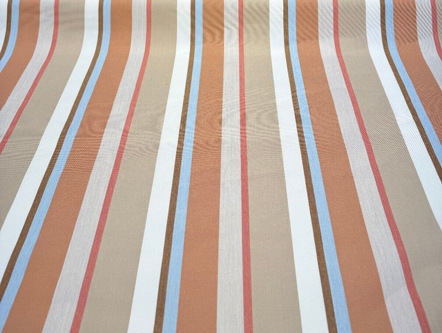 Sunbrella Beaming Mojave Stripe Solution Dyed Acrylic Fabric - Terracotta Red, Golden Yellow, Tan, Taupe, Ivory, Deep Brown Stripes, 54" Width (1 Yard)
