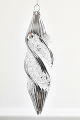 7–8 Inch Silver Glass Drop Ornament