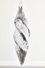 7"- 8" Silver Glass Drop Ornament