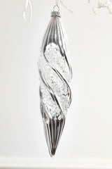 7–8 Inch Silver Glass Drop Ornament