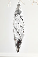 7"- 8" Silver Glass Drop Ornament