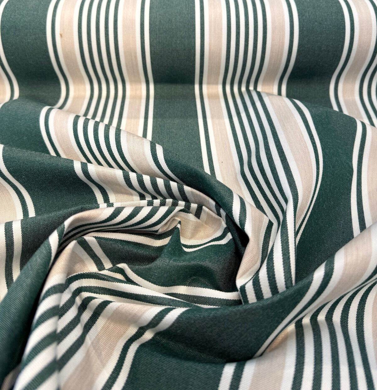 Aspen Green Stripe 100 Percent Solution Dyed Acrylic Fabric - Green, Beige, Ivory Stripes, 54" Width (1 Yard)