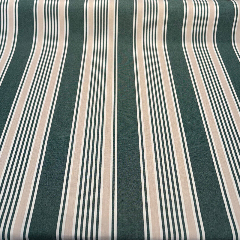 Aspen Green Stripe 100 Percent Solution Dyed Acrylic Fabric - Green, Beige, Ivory Stripes, 54" Width (1 Yard)