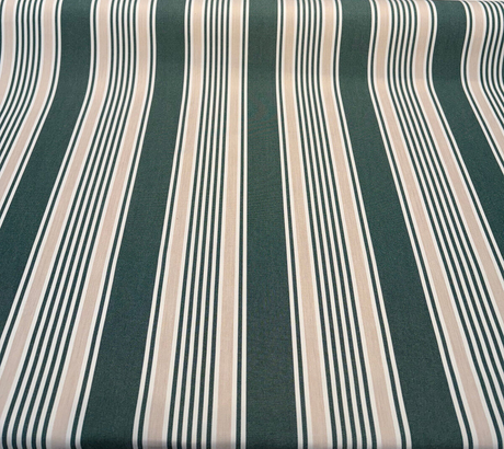 Aspen Green Stripe 100 Percent Solution Dyed Acrylic Fabric - Green, Beige, Ivory Stripes, 54" Width (1 Yard)