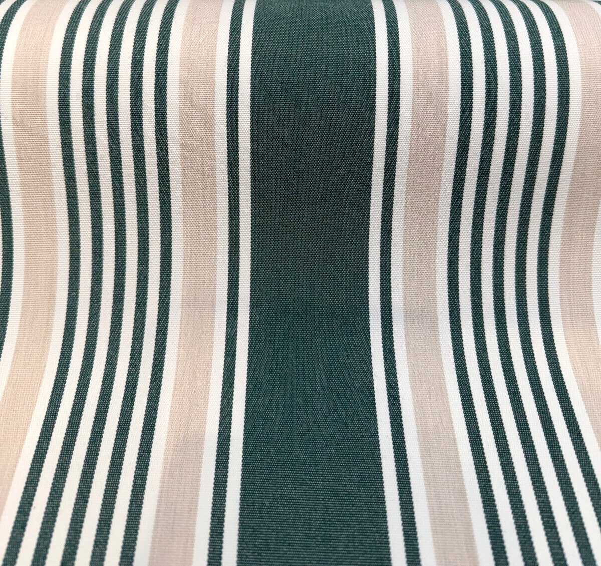 Aspen Green Stripe 100 Percent Solution Dyed Acrylic Fabric - Green, Beige, Ivory Stripes, 54" Width (1 Yard)