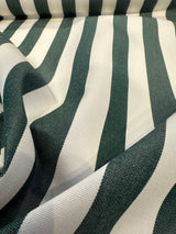 Sunbrella Mason Forest Green Acrylic Fabric - Forest Green And White Stripe, 54" Width (1 Yard)