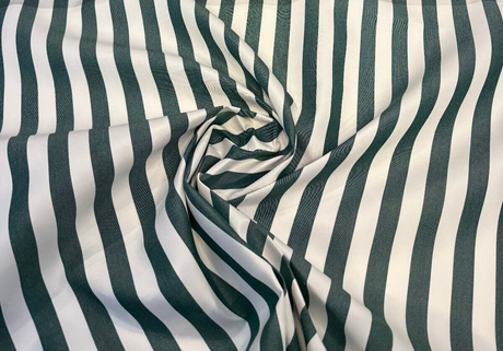 Sunbrella Mason Forest Green Acrylic Fabric - Forest Green And White Stripe, 54" Width (1 Yard)